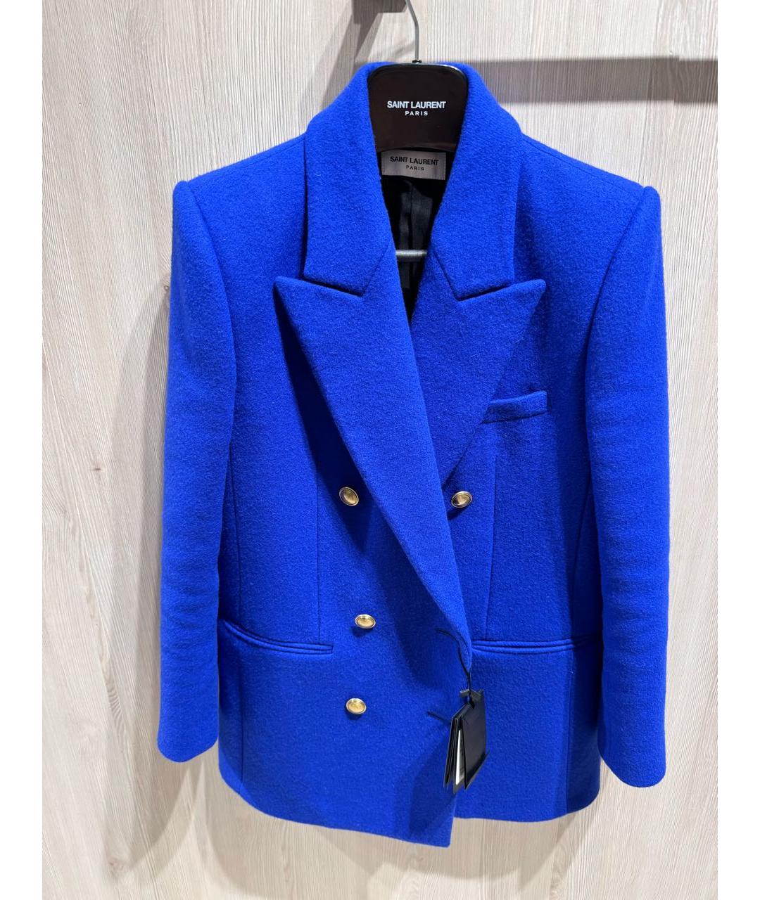 SAINT LAURENT Синий шерстяной жакет/пиджак, фото 8