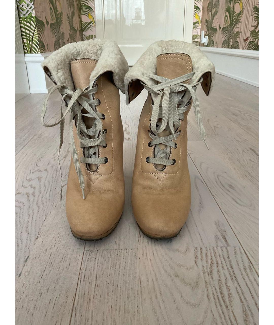 CHLOE Бежевые кожаные ботинки, фото 2