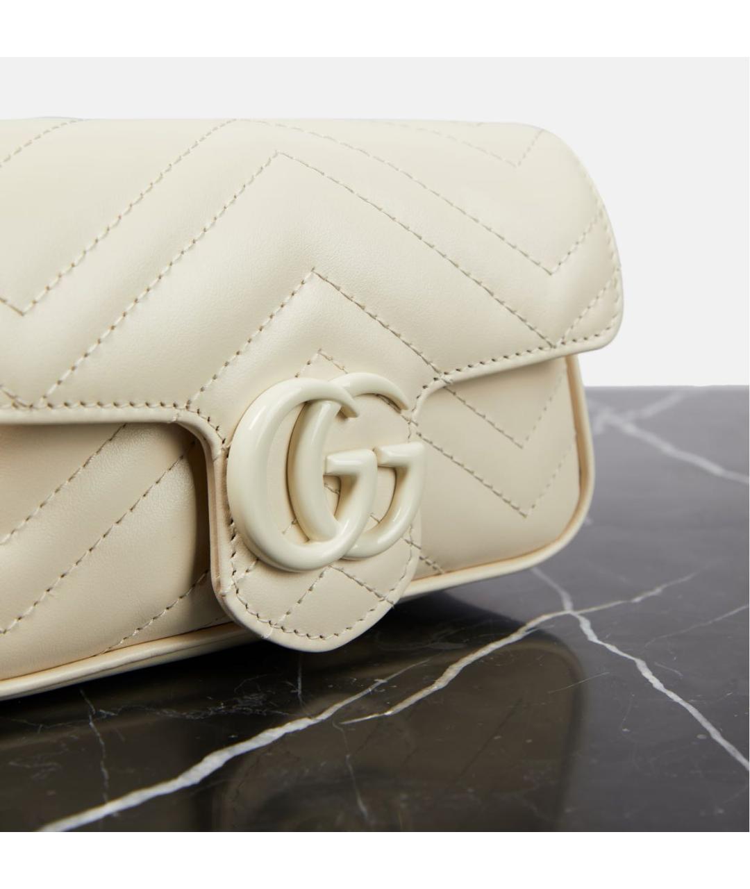 GUCCI Белая кожаная сумка через плечо, фото 4