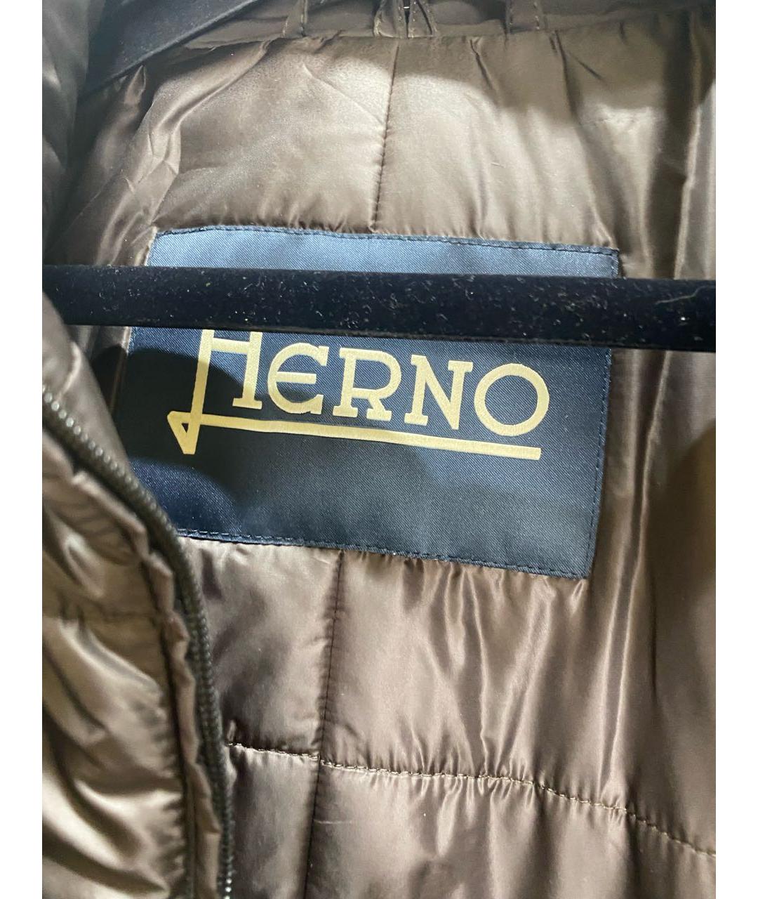 HERNO Коричневый хлопковый пуховик, фото 3
