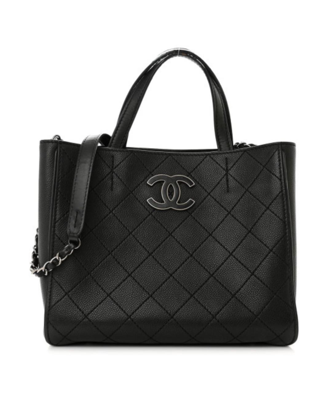 CHANEL PRE-OWNED Черная кожаная сумка тоут, фото 5