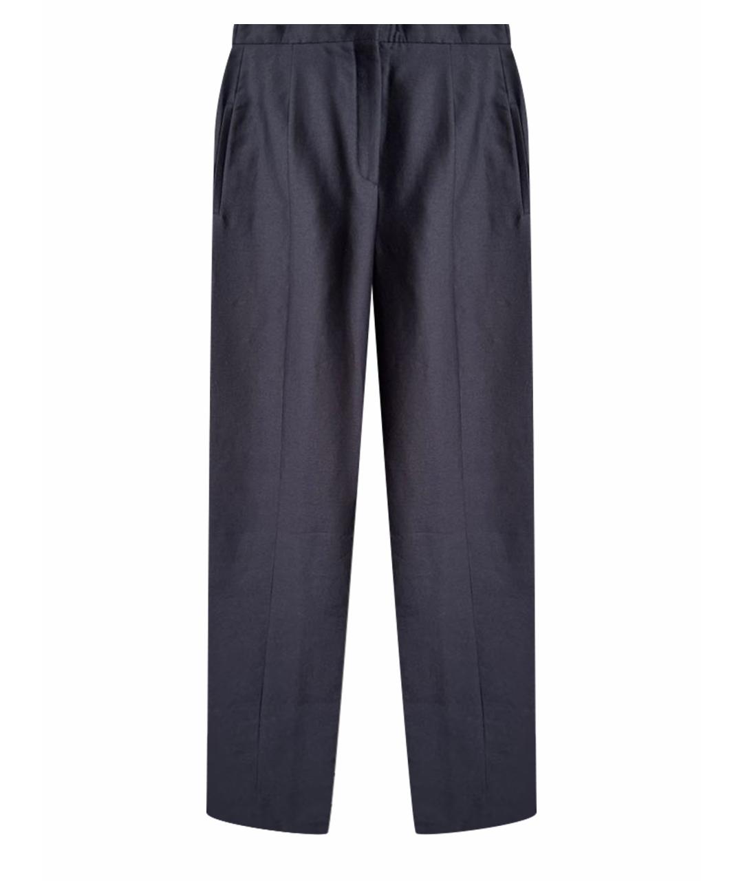 HERMES Темно-синие кашемировые прямые брюки, фото 1