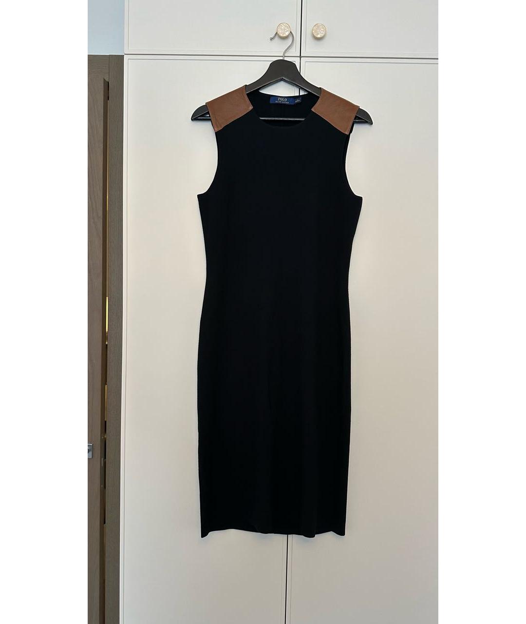 POLO RALPH LAUREN Черное вискозное повседневное платье, фото 7