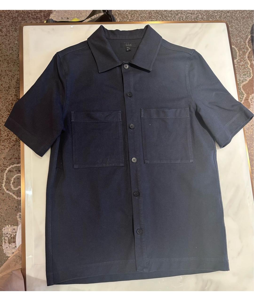 COS Темно-синяя хлопковая кэжуал рубашка, фото 6