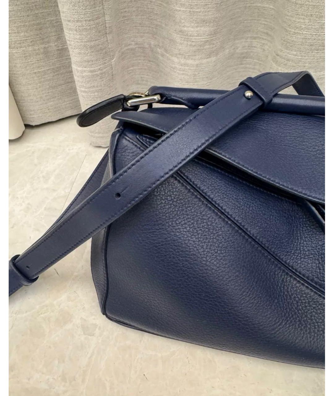 LOEWE Темно-синяя кожаная сумка через плечо, фото 4