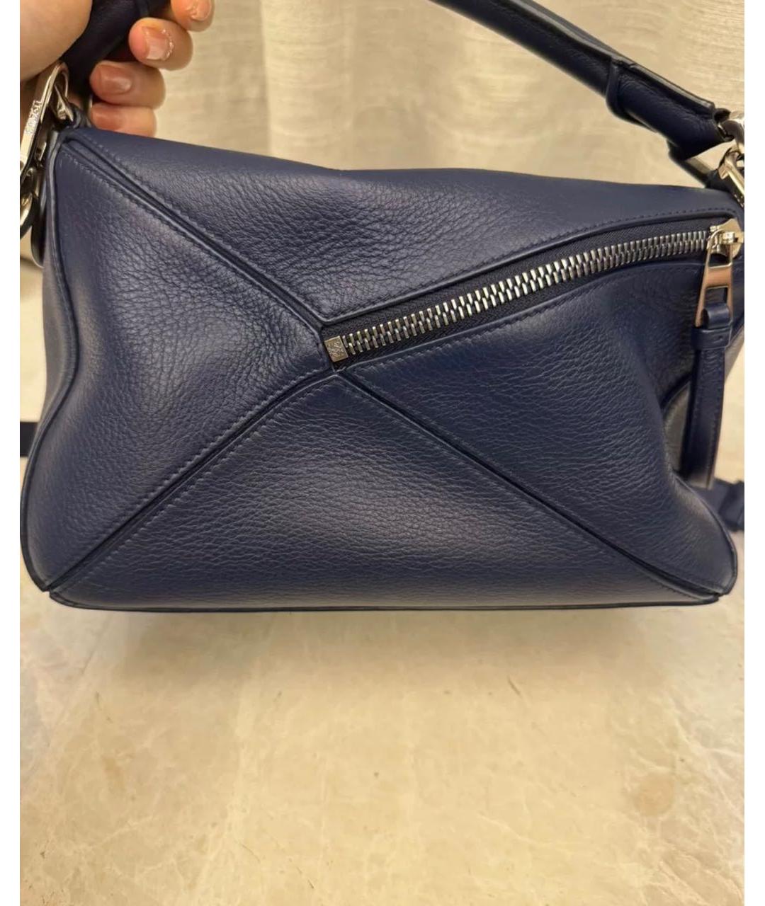 LOEWE Темно-синяя кожаная сумка через плечо, фото 8