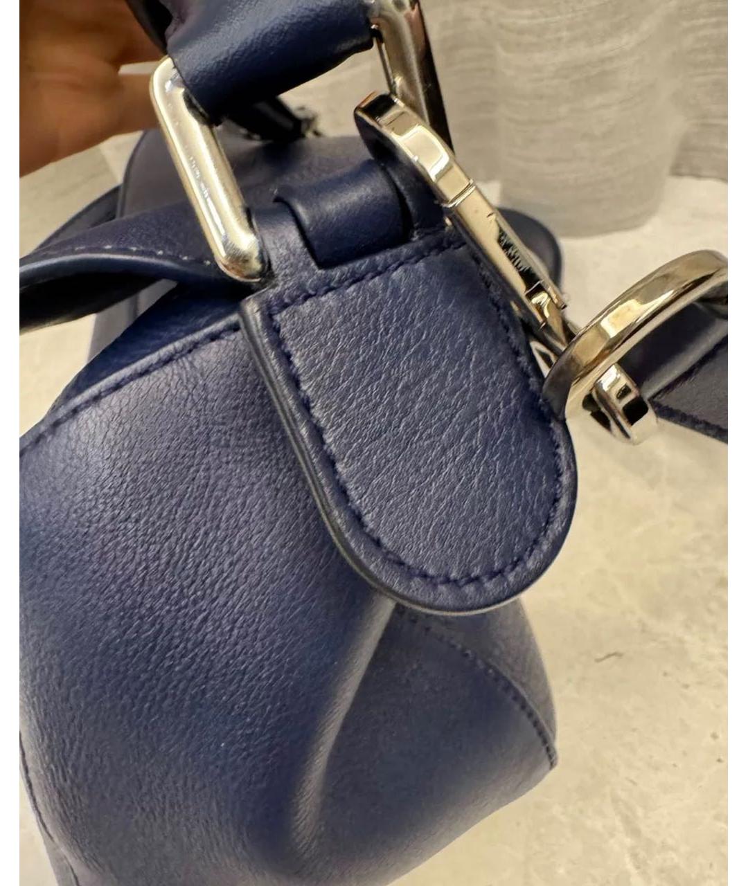 LOEWE Темно-синяя кожаная сумка через плечо, фото 7
