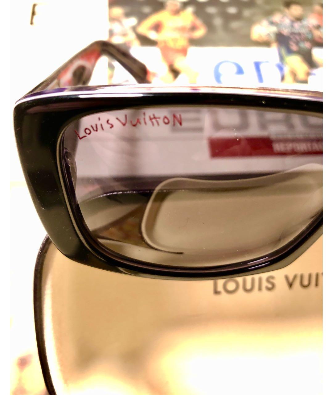 LOUIS VUITTON PRE-OWNED Черные солнцезащитные очки из рога буйвола, фото 7