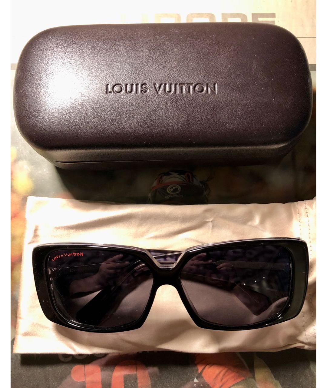 LOUIS VUITTON PRE-OWNED Черные солнцезащитные очки из рога буйвола, фото 9