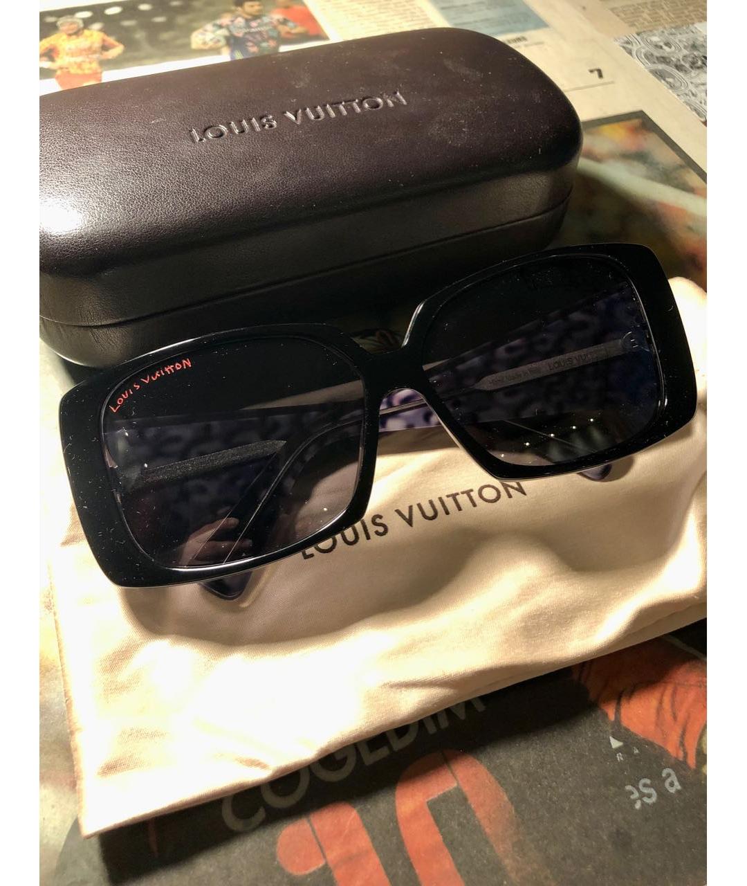LOUIS VUITTON PRE-OWNED Черные солнцезащитные очки из рога буйвола, фото 8