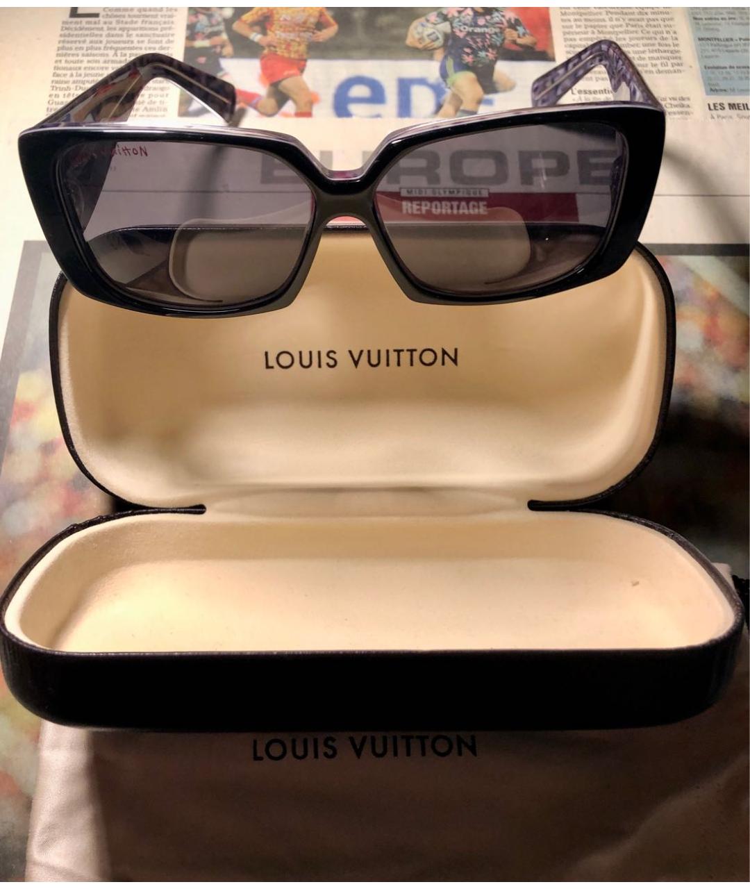 LOUIS VUITTON PRE-OWNED Черные солнцезащитные очки из рога буйвола, фото 4