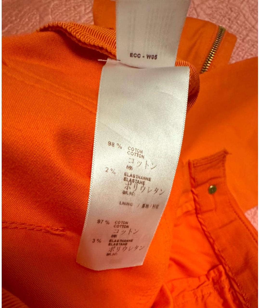 LOUIS VUITTON Оранжевое хлопко-эластановые джинсы слим, фото 3