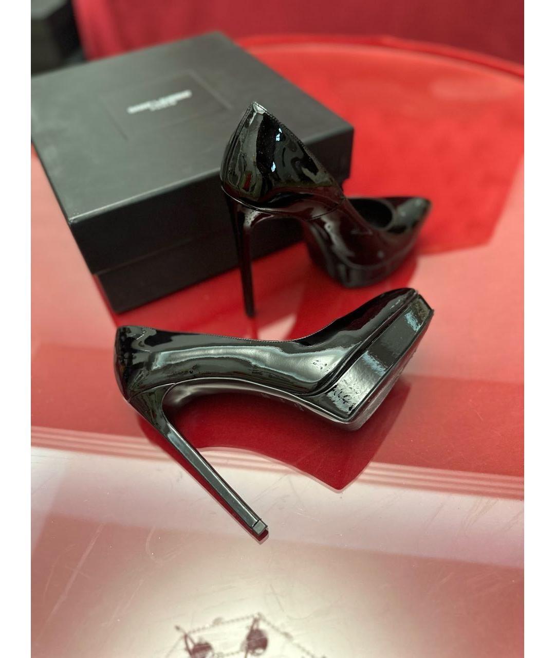 SAINT LAURENT Черные туфли из лакированной кожи, фото 2