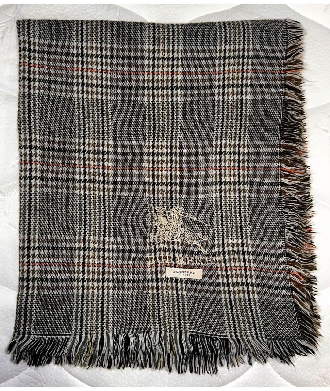 BURBERRY Антрацитовый шерстяной шарф, фото 4