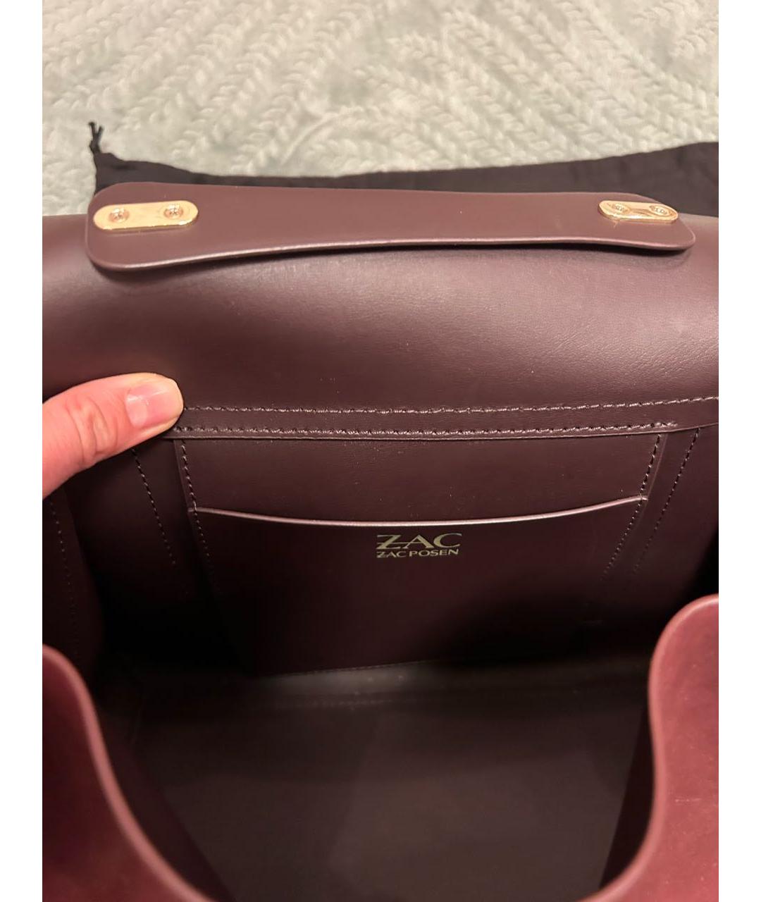 ZAC ZAC POSEN Бордовая кожаная сумка с короткими ручками, фото 5