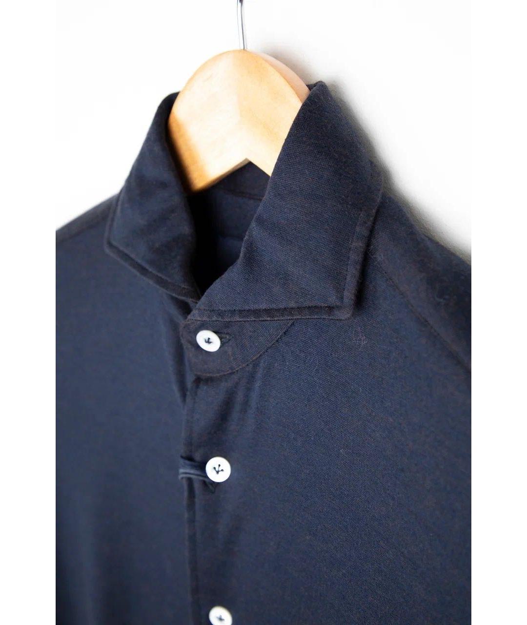 LARDINI Темно-синяя хлопковая кэжуал рубашка, фото 2