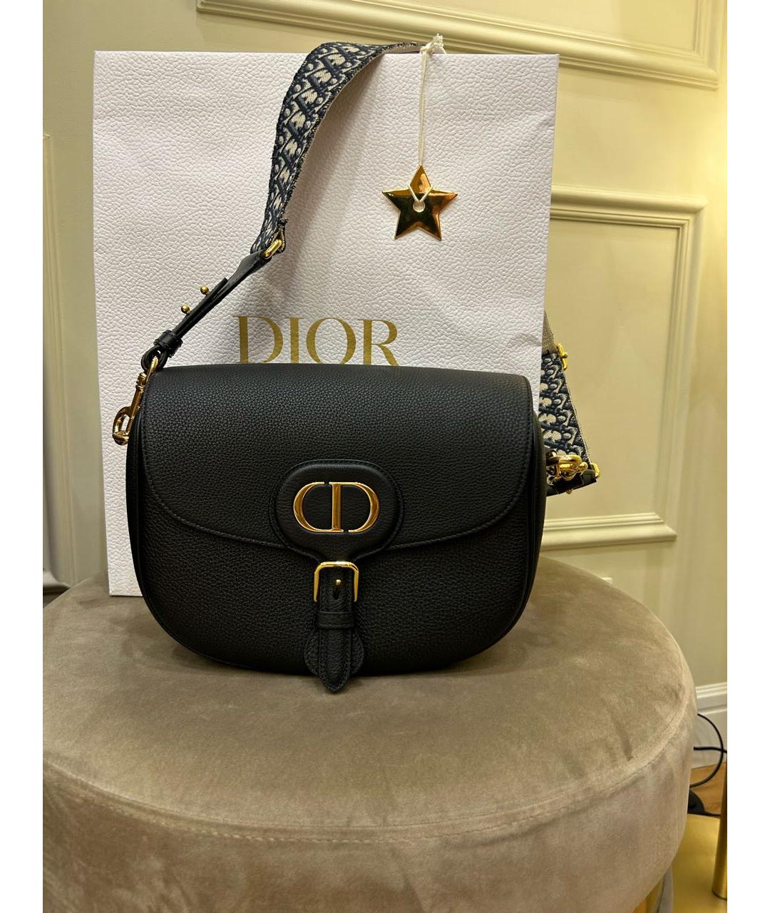 CHRISTIAN DIOR Черная кожаная сумка через плечо, фото 5