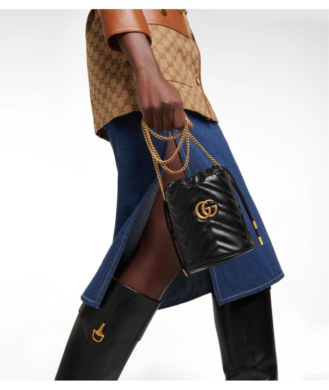 GUCCI Черная кожаная сумка через плечо, фото 6