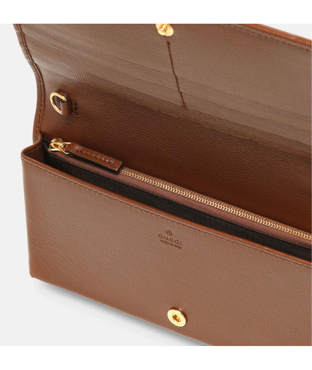 GUCCI Коричневая кожаная сумка через плечо, фото 3