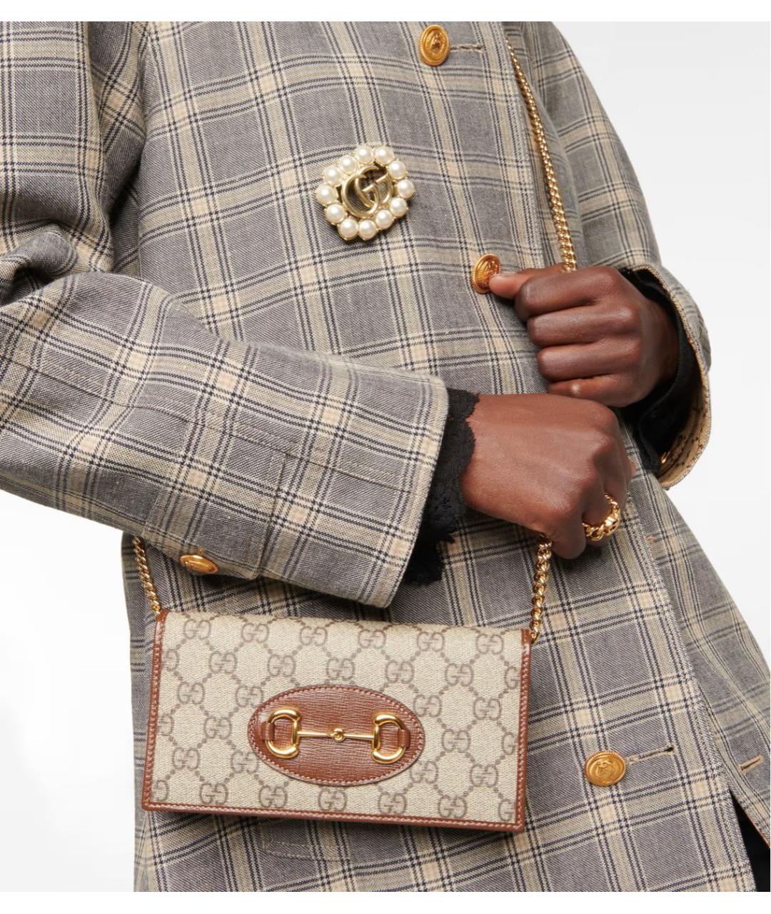 GUCCI Коричневая кожаная сумка через плечо, фото 4