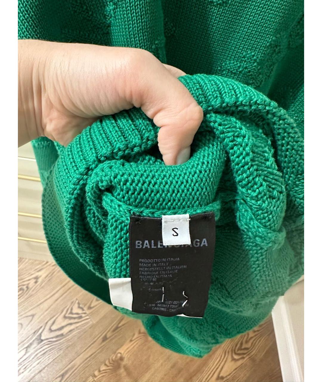 BALENCIAGA Зеленый хлопковый джемпер / свитер, фото 4