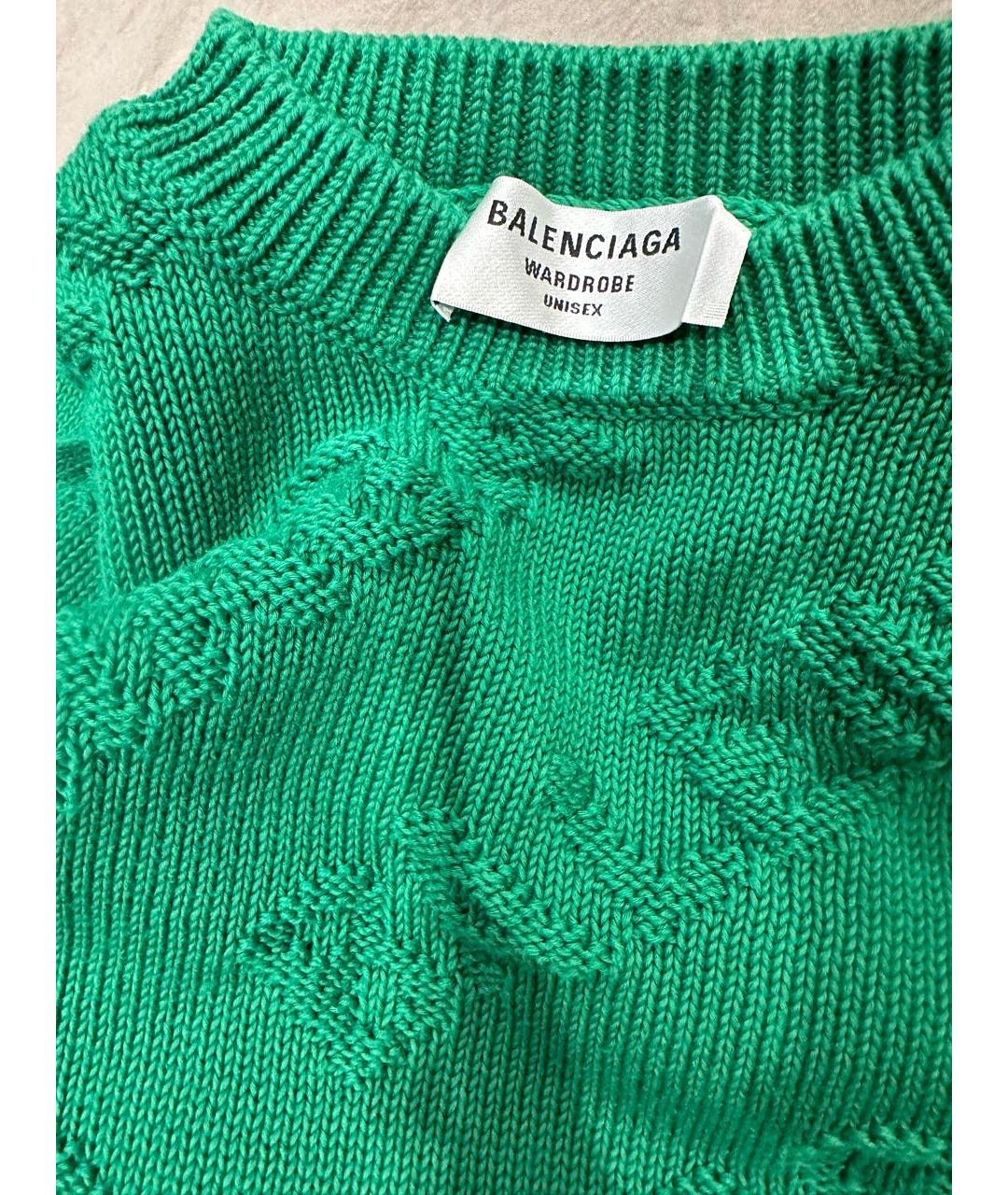 BALENCIAGA Зеленый хлопковый джемпер / свитер, фото 3