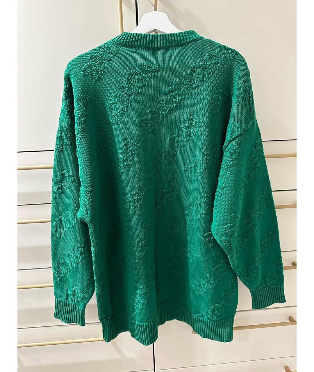 BALENCIAGA Зеленый хлопковый джемпер / свитер, фото 2