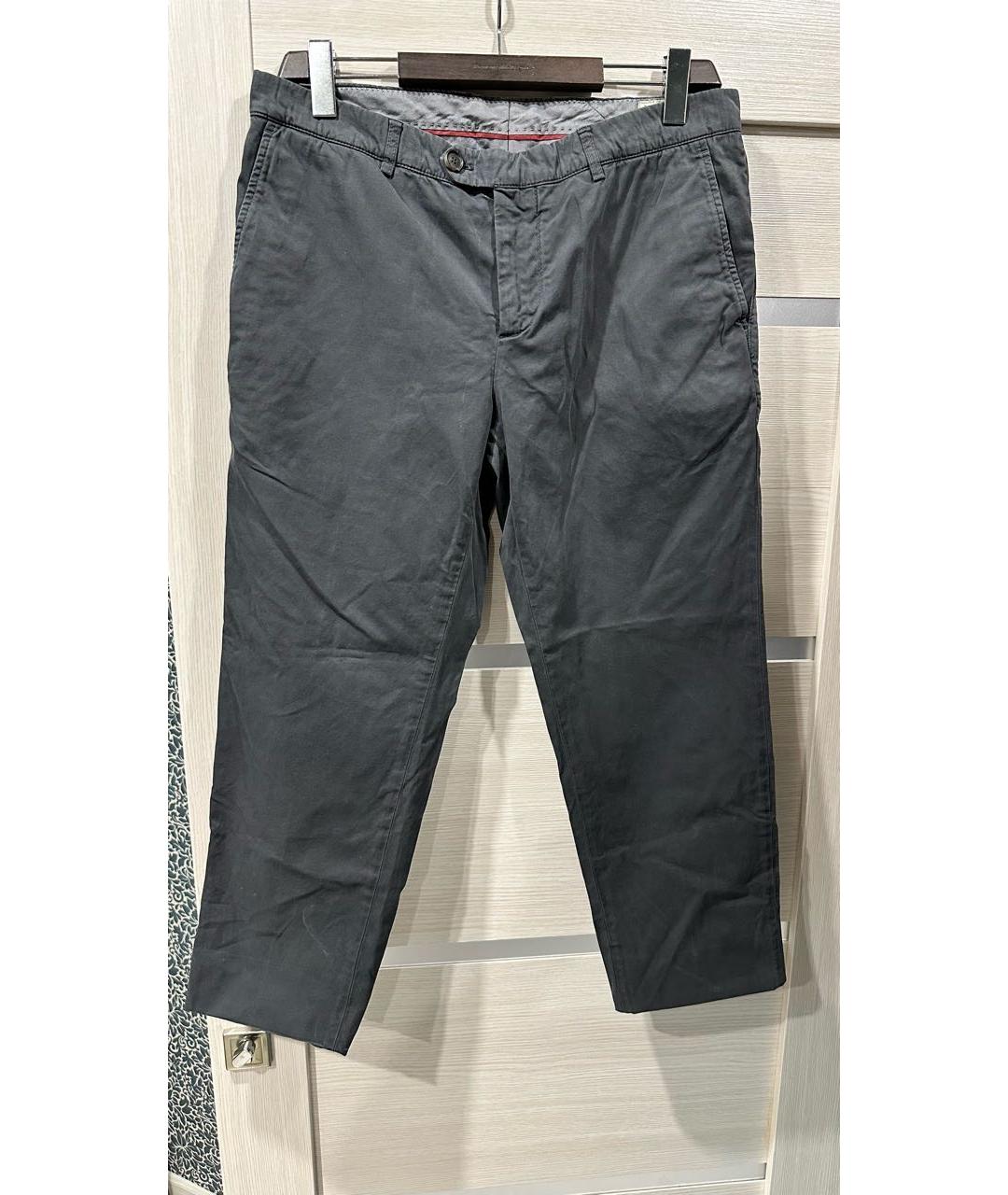 BRUNELLO CUCINELLI Темно-синие хлопковые повседневные брюки, фото 8