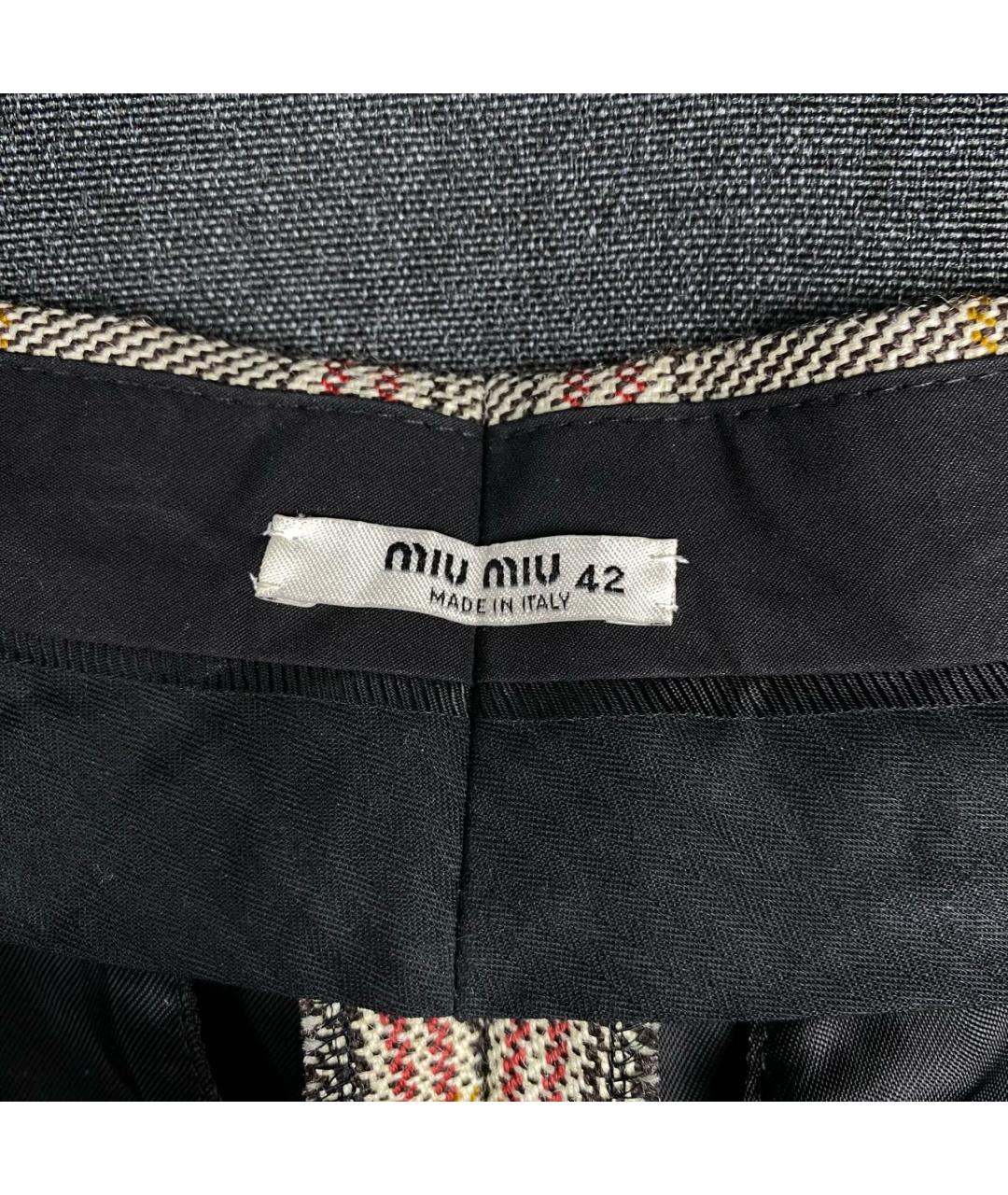MIU MIU Мульти шерстяные брюки широкие, фото 5