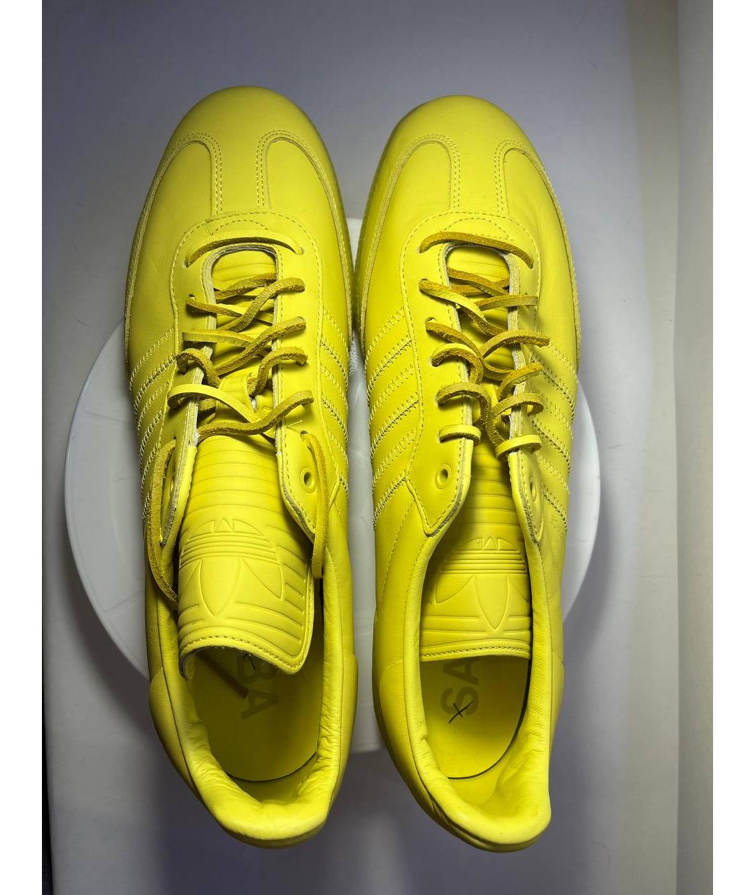 ADIDAS Желтые кожаные низкие кроссовки / кеды, фото 3