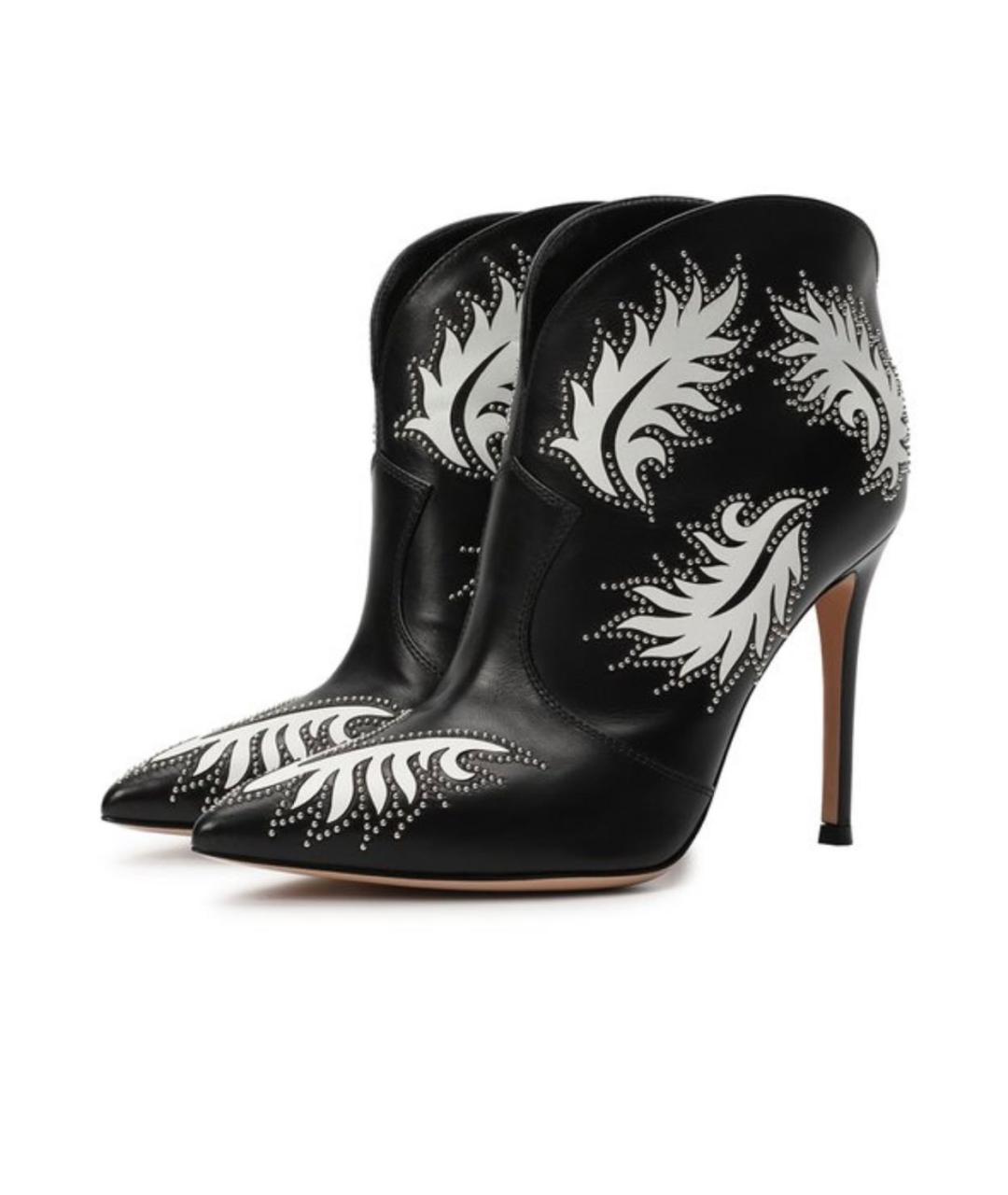 GIANVITO ROSSI Черные кожаные ботильоны, фото 2