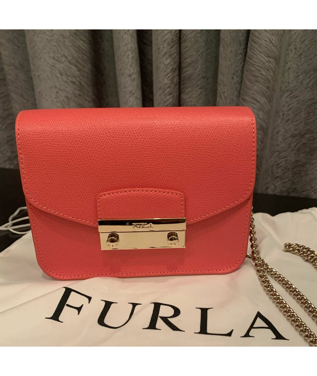 FURLA Коралловая кожаная сумка тоут, фото 6