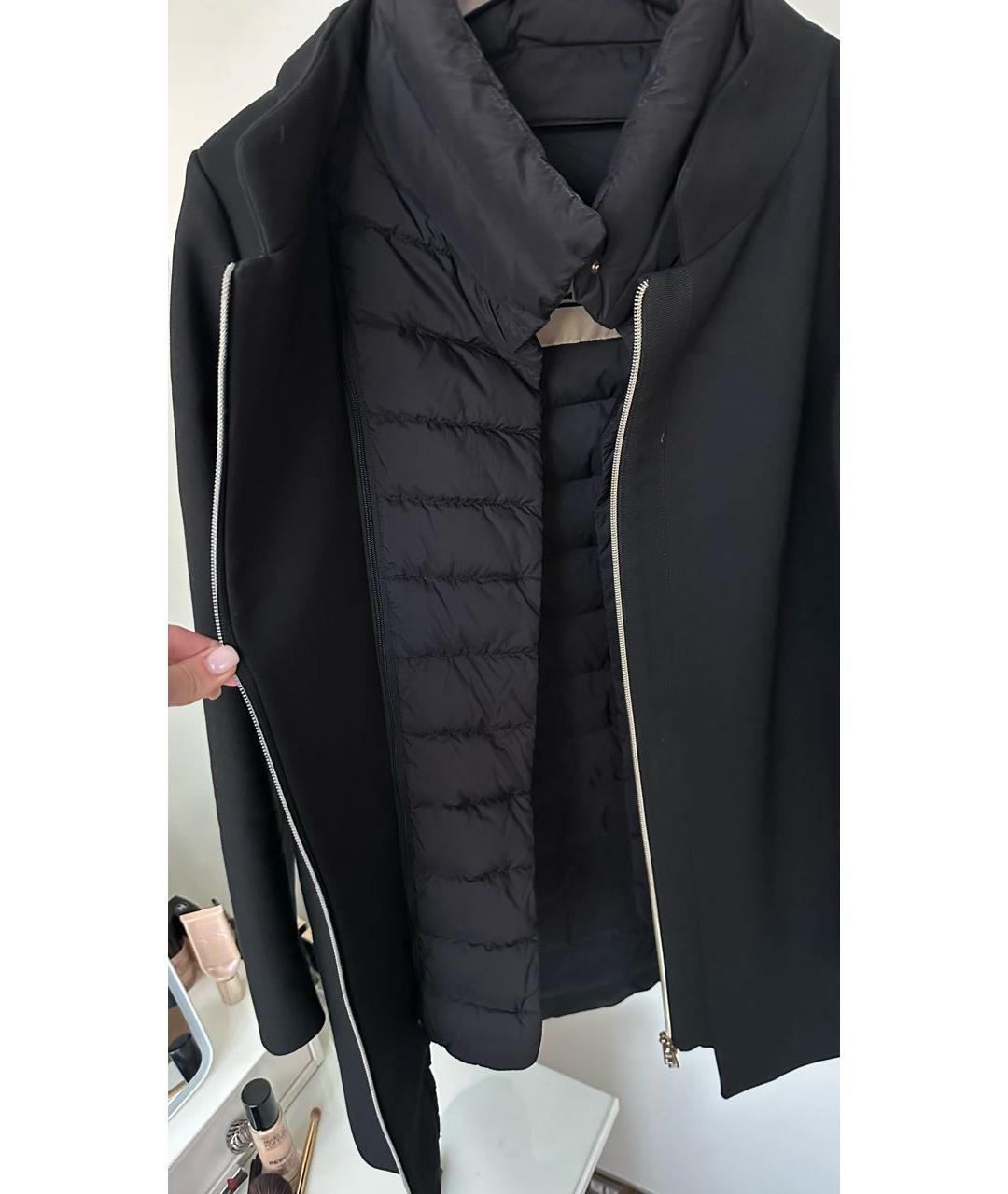 HERNO Черное полиэстеровое пальто, фото 4