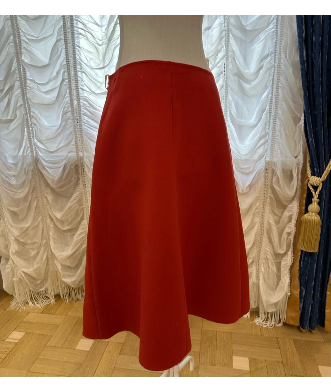 VALENTINO Бордовая юбка миди, фото 2