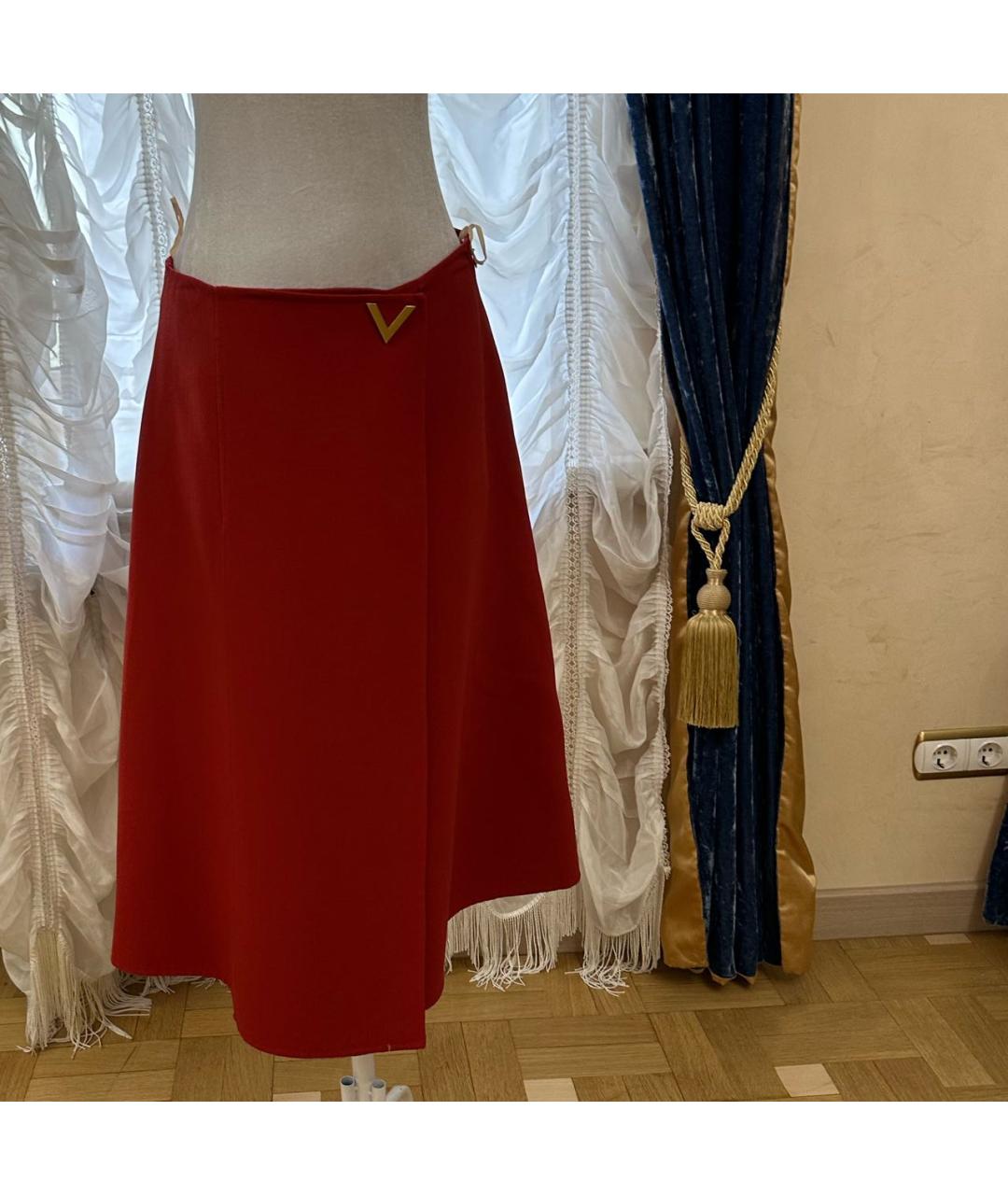 VALENTINO Бордовая юбка миди, фото 6