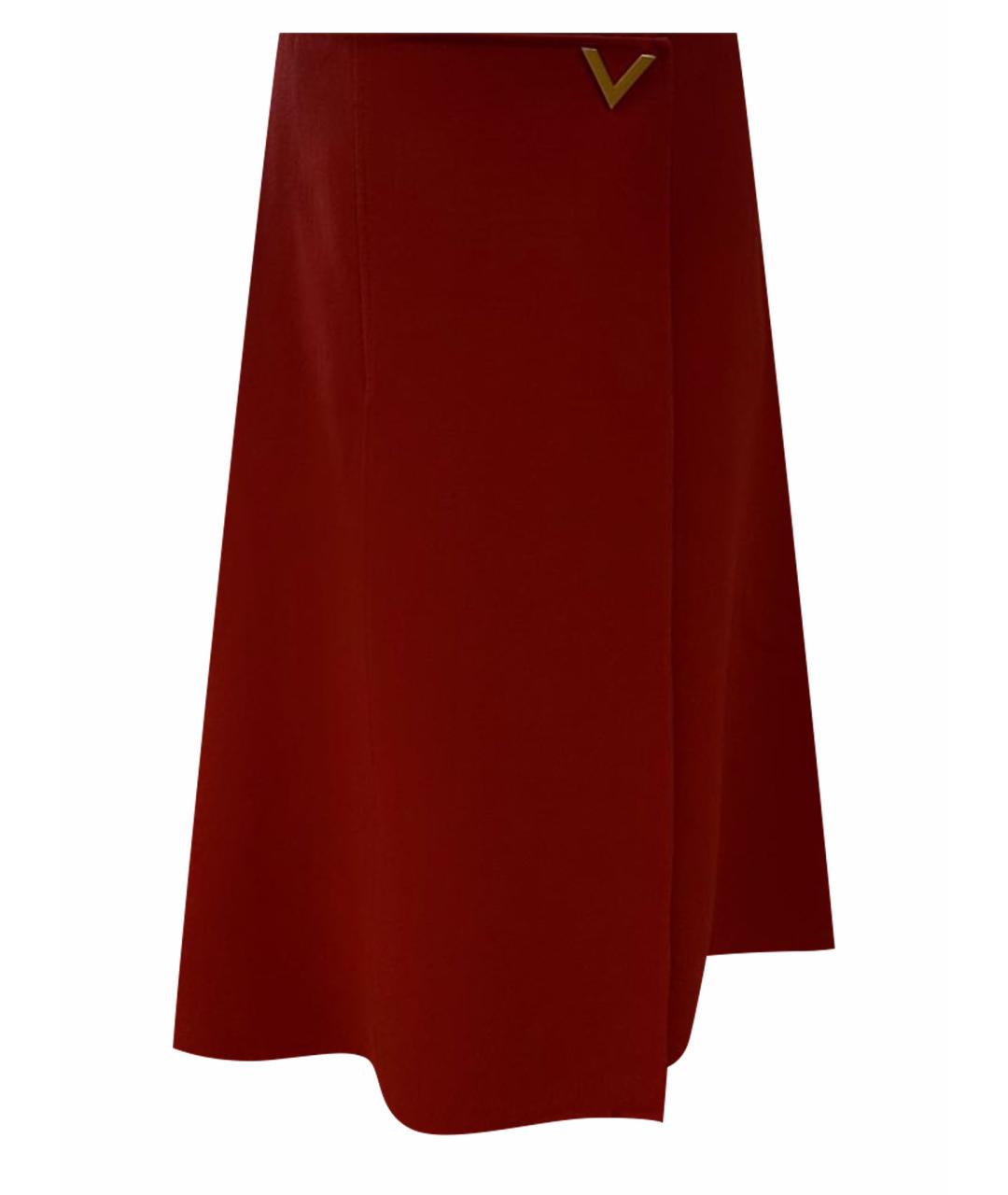 VALENTINO Бордовая юбка миди, фото 1
