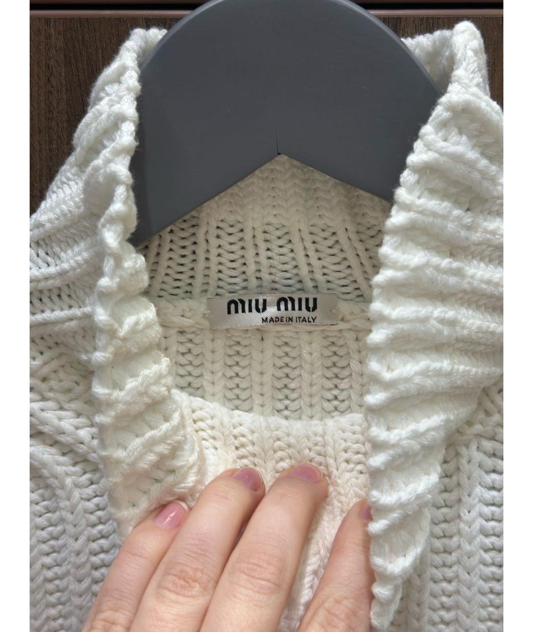 MIU MIU Белый хлопковый джемпер / свитер, фото 2