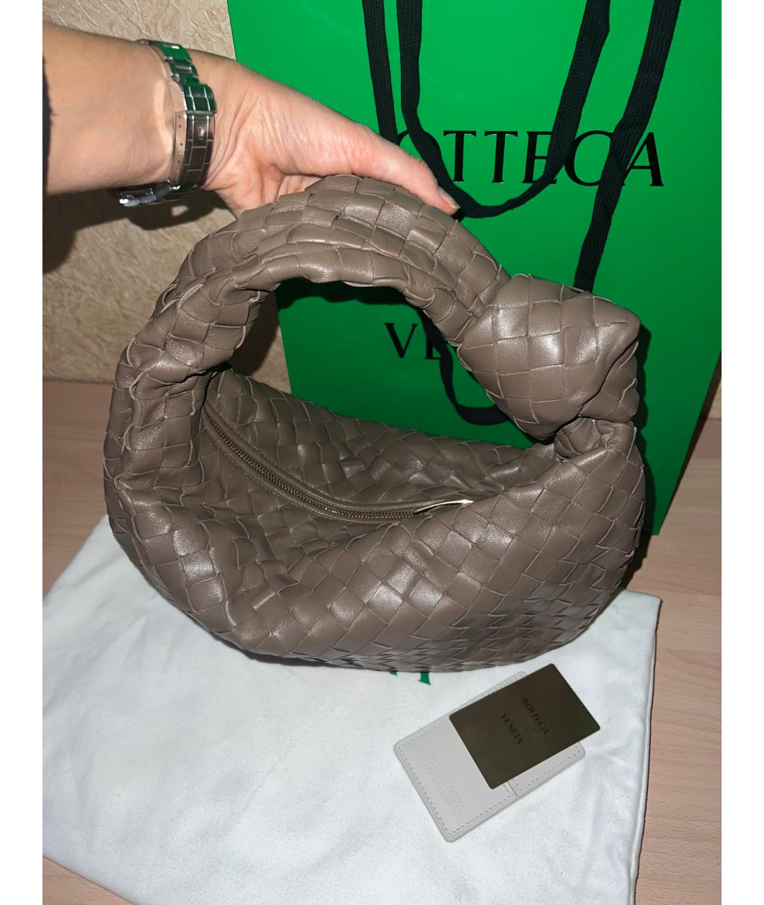 BOTTEGA VENETA Коричневая кожаная сумка через плечо, фото 9