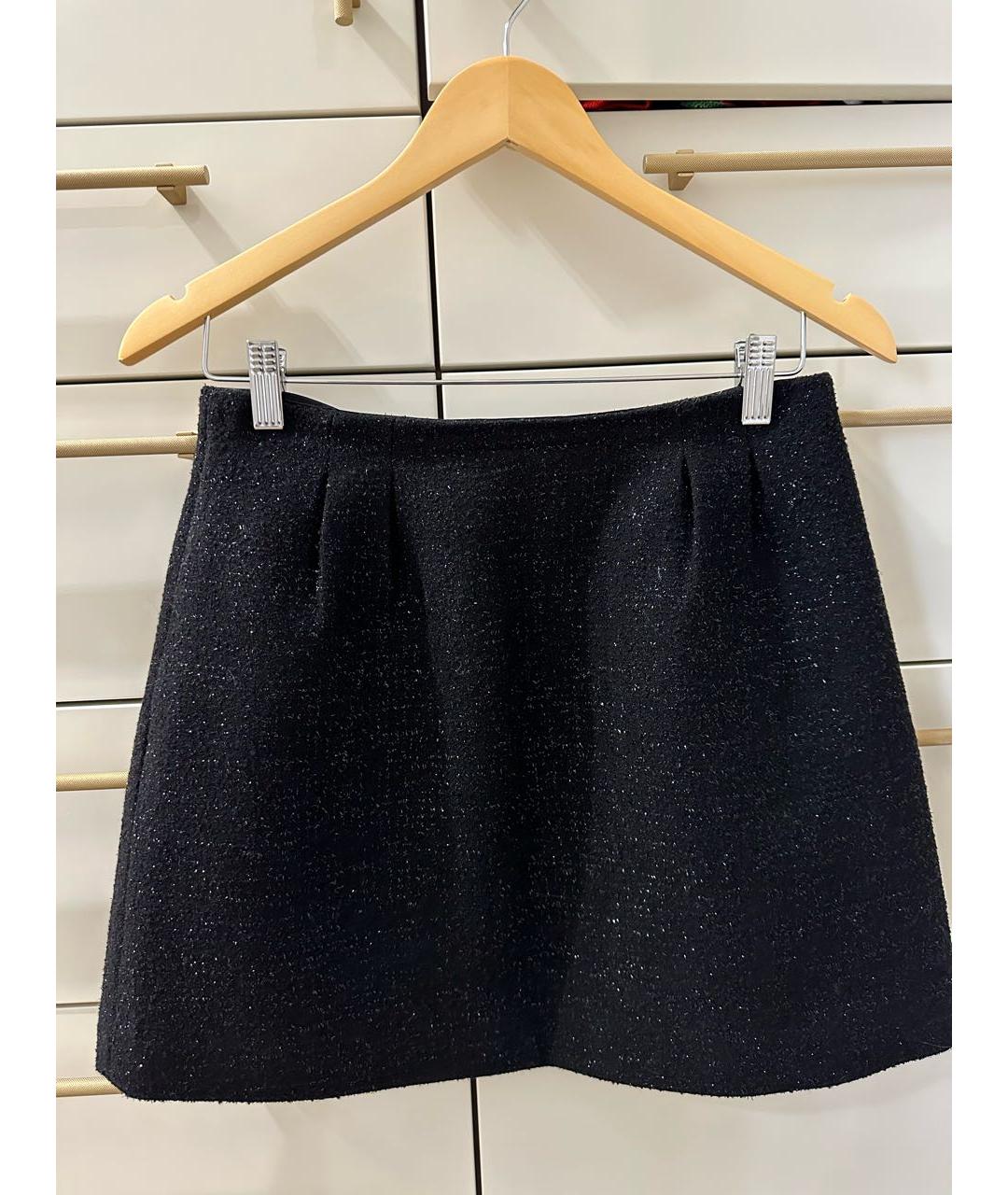 SELF-PORTRAIT Черная твидовая юбка мини, фото 3