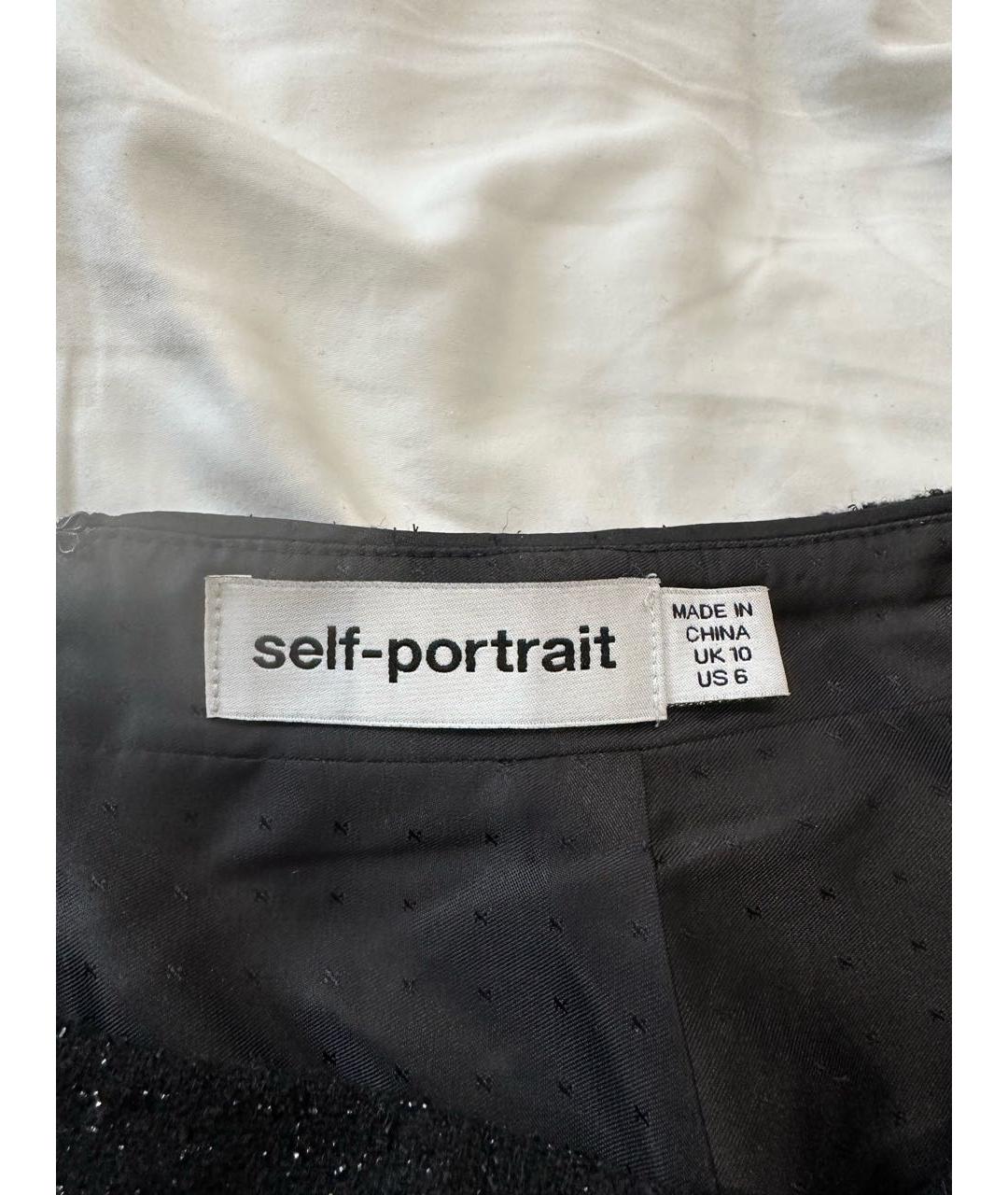 SELF-PORTRAIT Черная твидовая юбка мини, фото 5