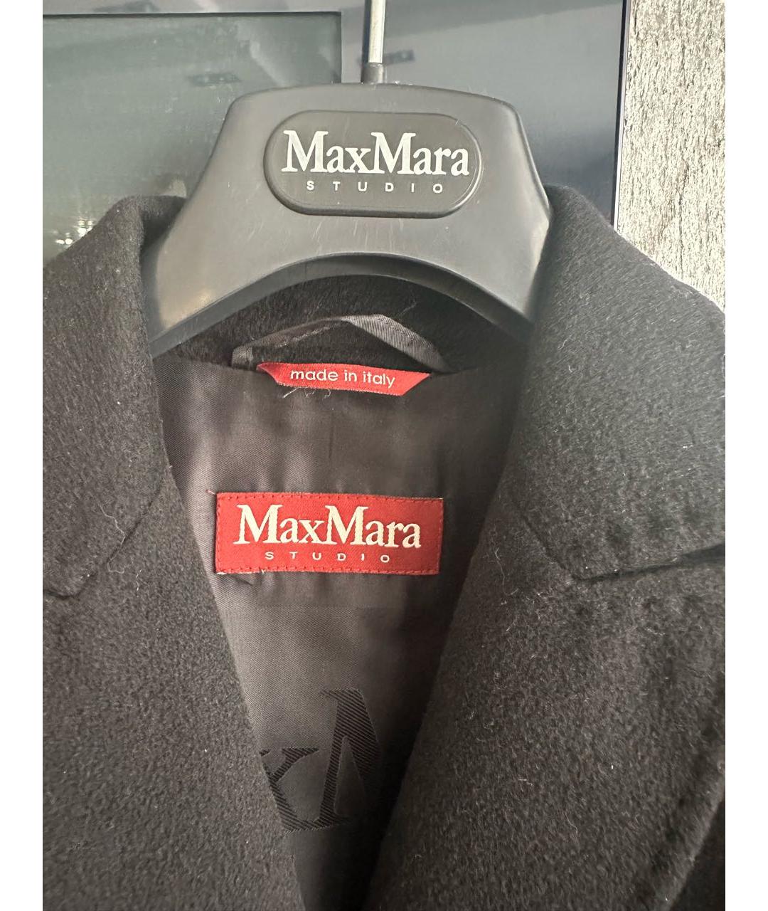 MAX MARA STUDIO Черное кашемировое пальто, фото 3