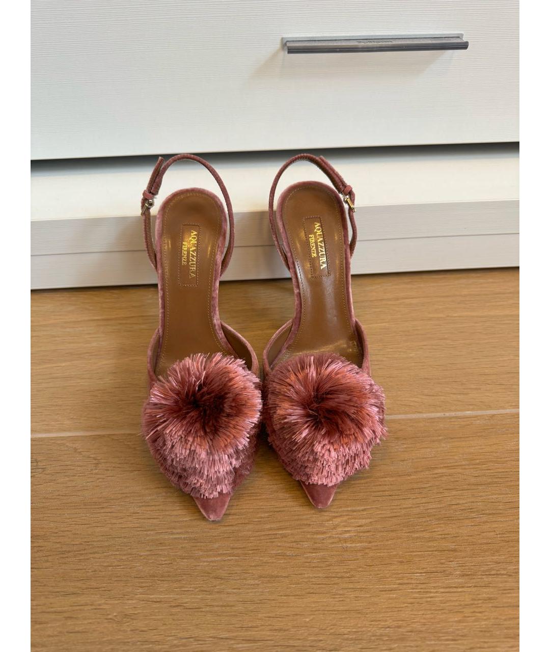 AQUAZZURA Розовые бархатные туфли, фото 2