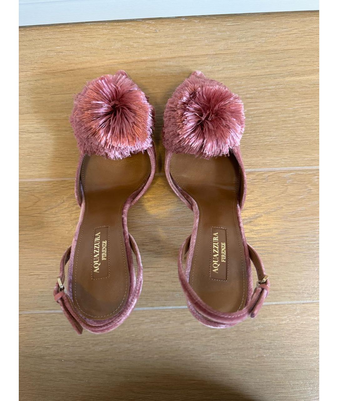 AQUAZZURA Розовые бархатные туфли, фото 3