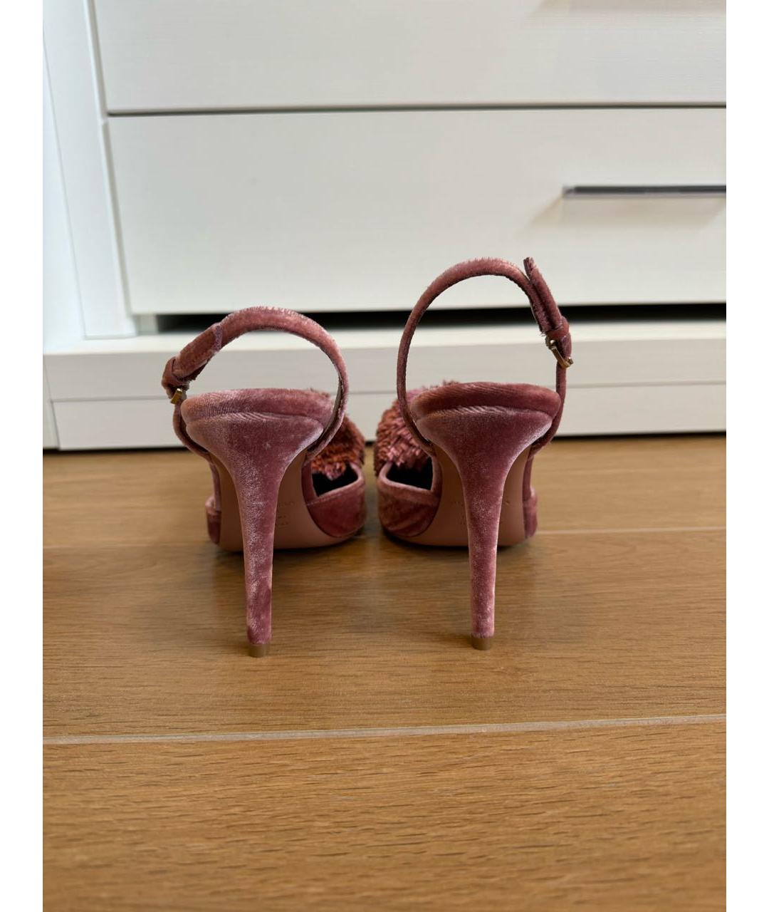 AQUAZZURA Розовые бархатные туфли, фото 4