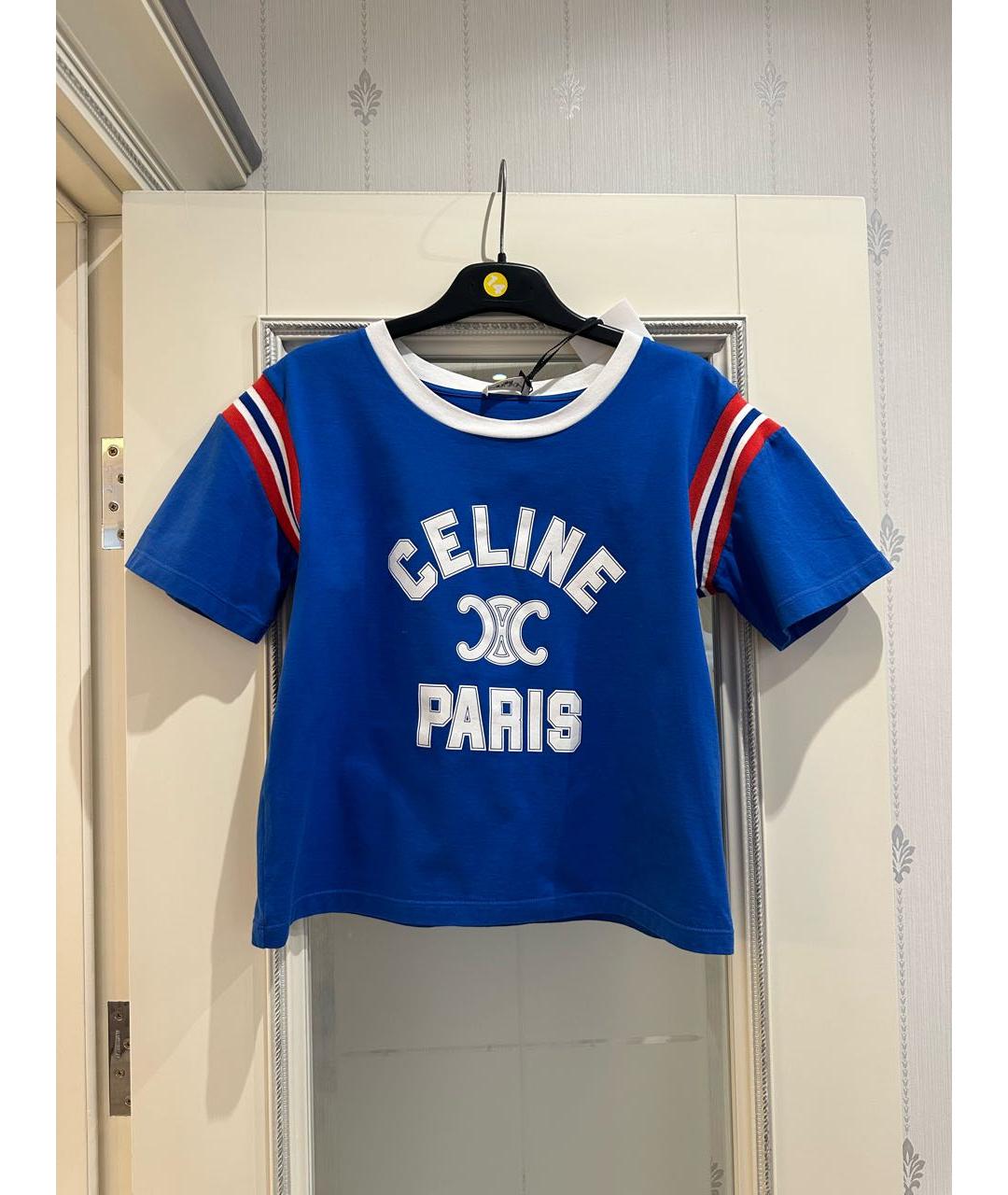 CELINE Синяя футболка, фото 4