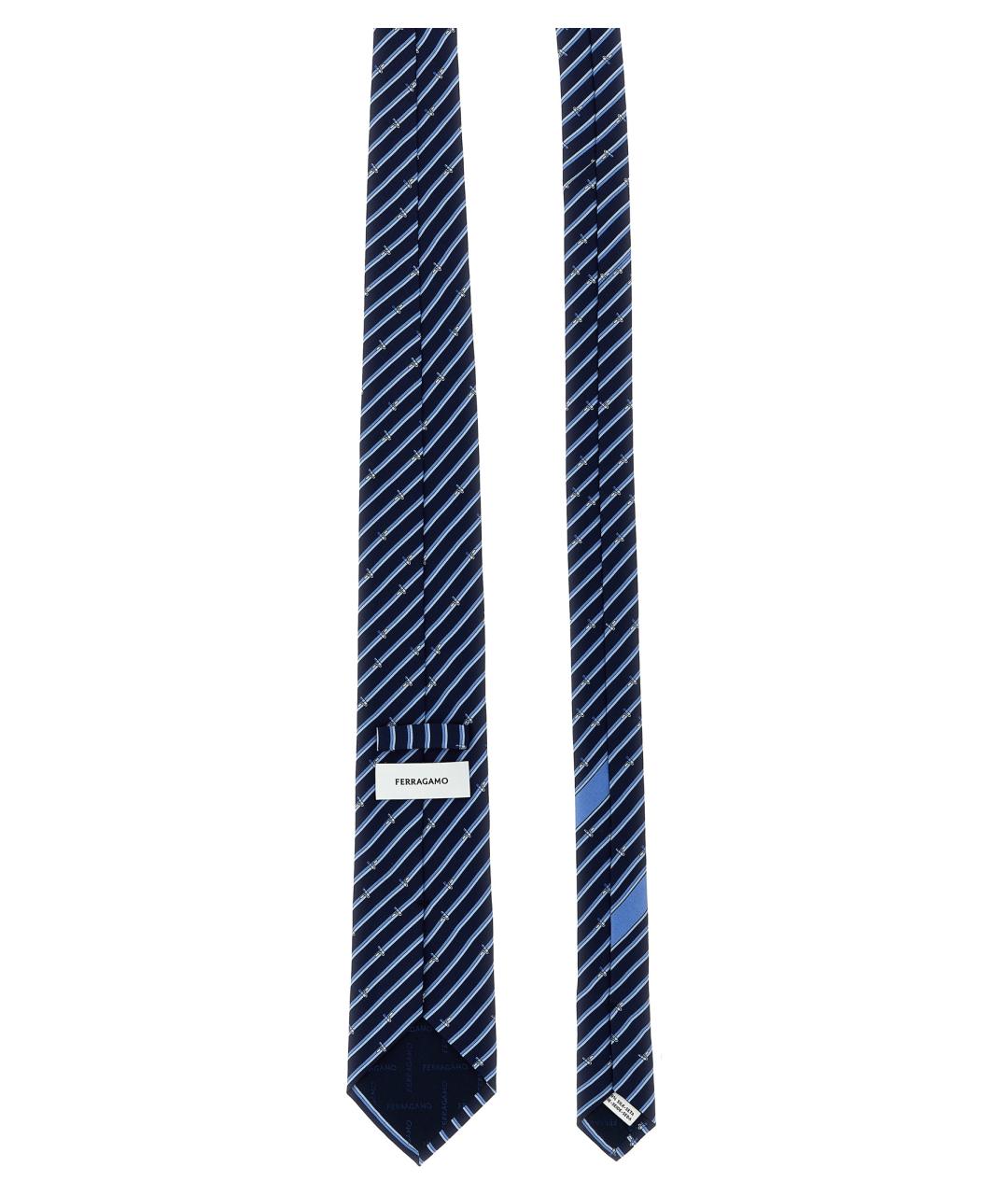 SALVATORE FERRAGAMO Синий шелковый галстук, фото 2