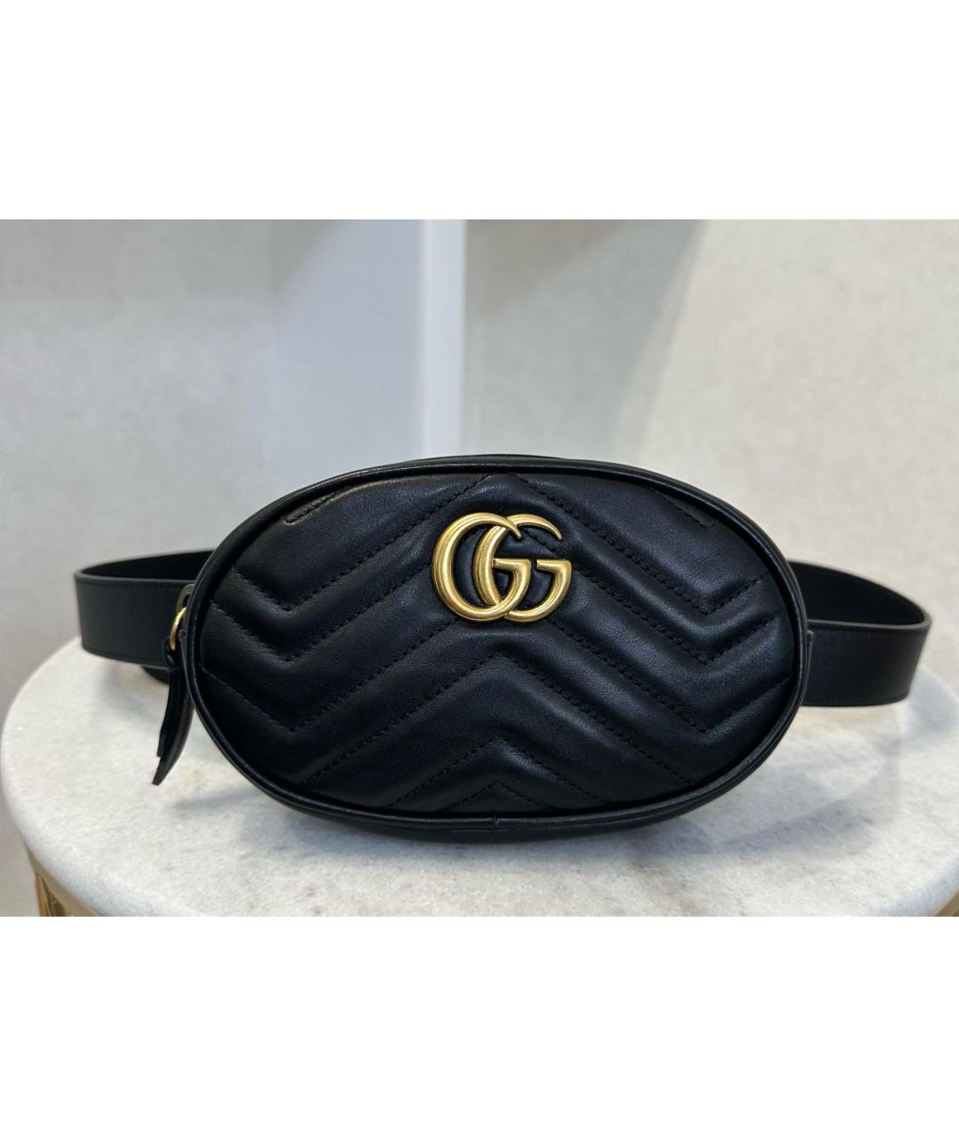 GUCCI Черная кожаная поясная сумка, фото 2