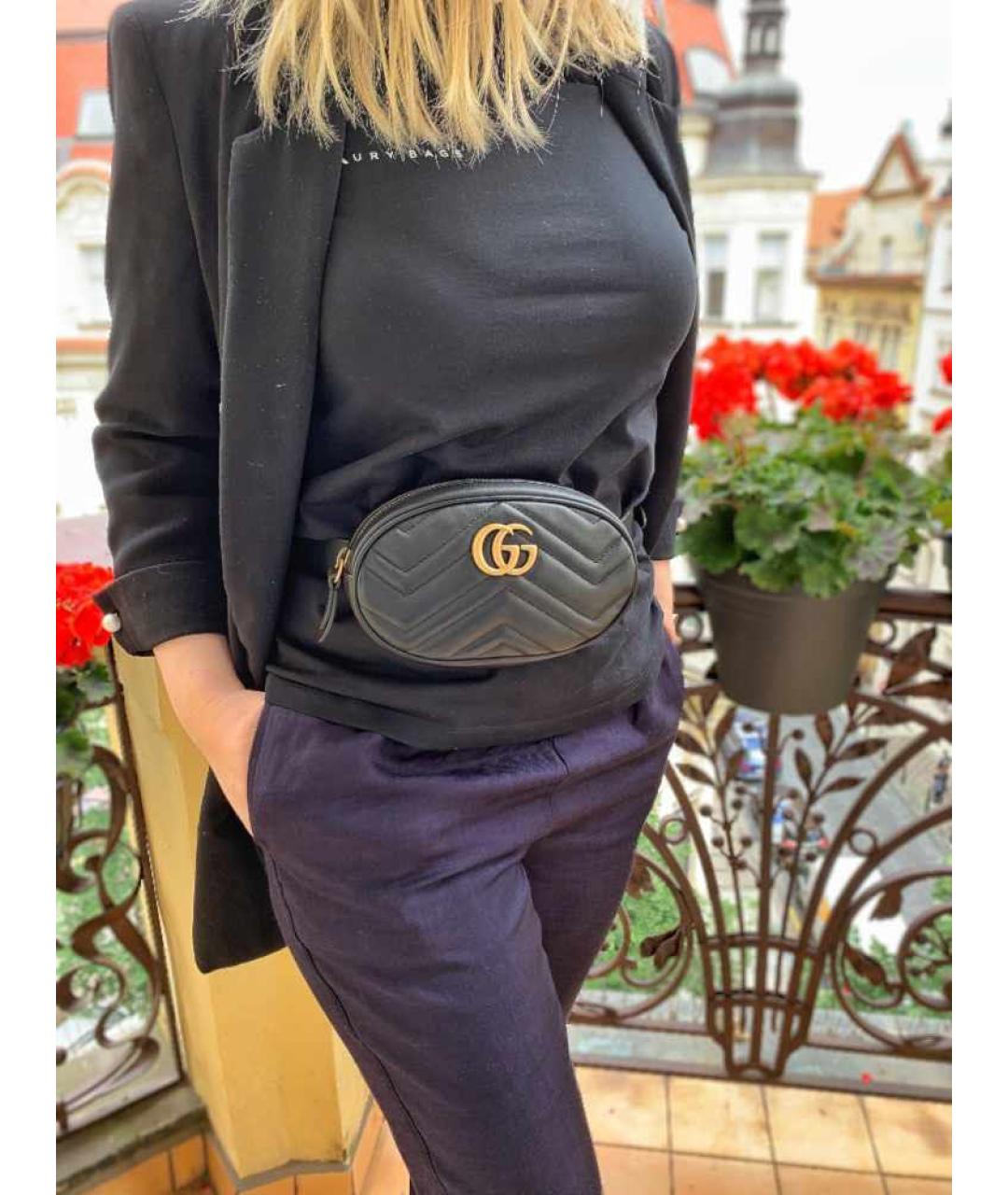 GUCCI Черная кожаная поясная сумка, фото 4