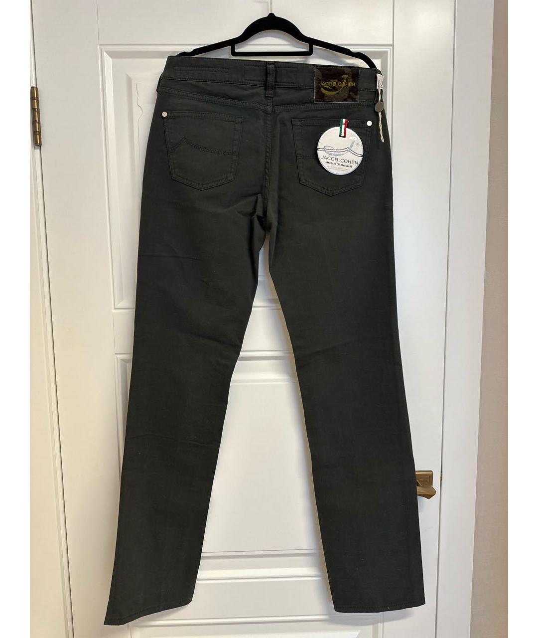 JACOB COHEN Хаки хлопко-эластановые прямые джинсы, фото 2