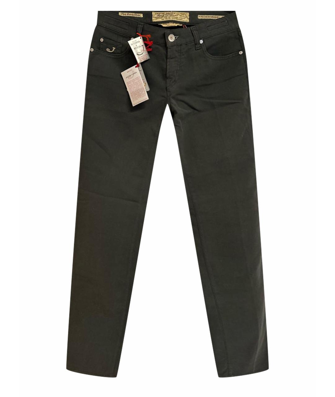 JACOB COHEN Хаки хлопко-эластановые прямые джинсы, фото 1